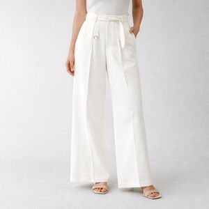 Women’s White High-Waist Tailored Pants – Elegant Wide Leg